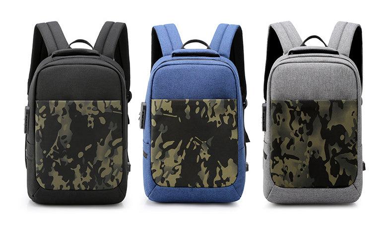 Anti Theft WaterProof Smart Camouflage BackPack with USB Port-Grey - Obeezi.com