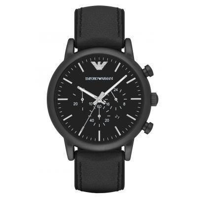 AR1970 Luigi Chronograph Black Dial Leather Men's Watch - Obeezi.com