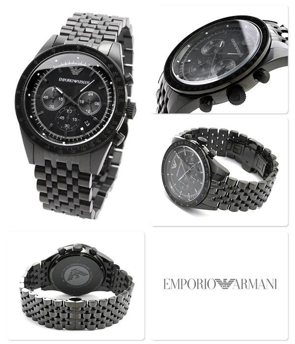 AR5989 Stainless Steel New Black Chronograph 46mm - Obeezi.com