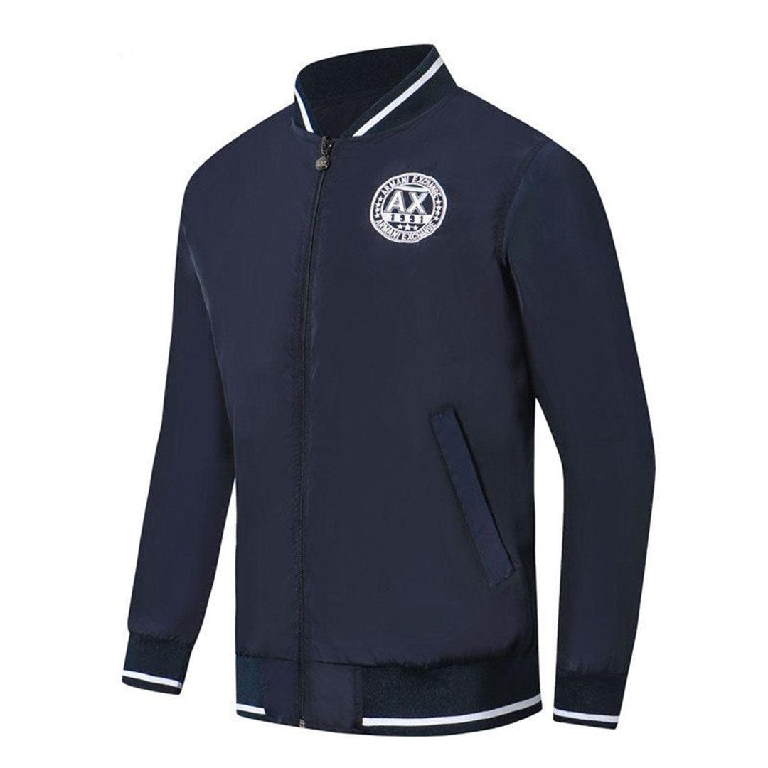 Armani Exchange Ax 1991 Logo Design Navy Blue Jacket Tracksuit - Obeezi