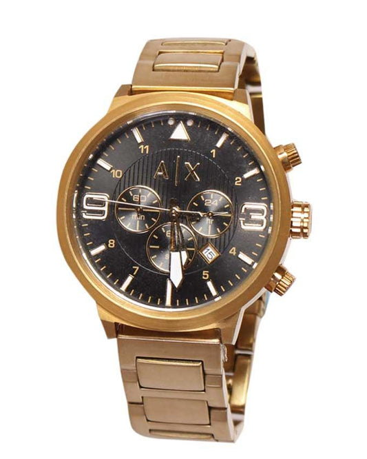 Armani Exchange Black Dial Gold Tone Sunray Dial Men's Chronograph ... - Obeezi.com