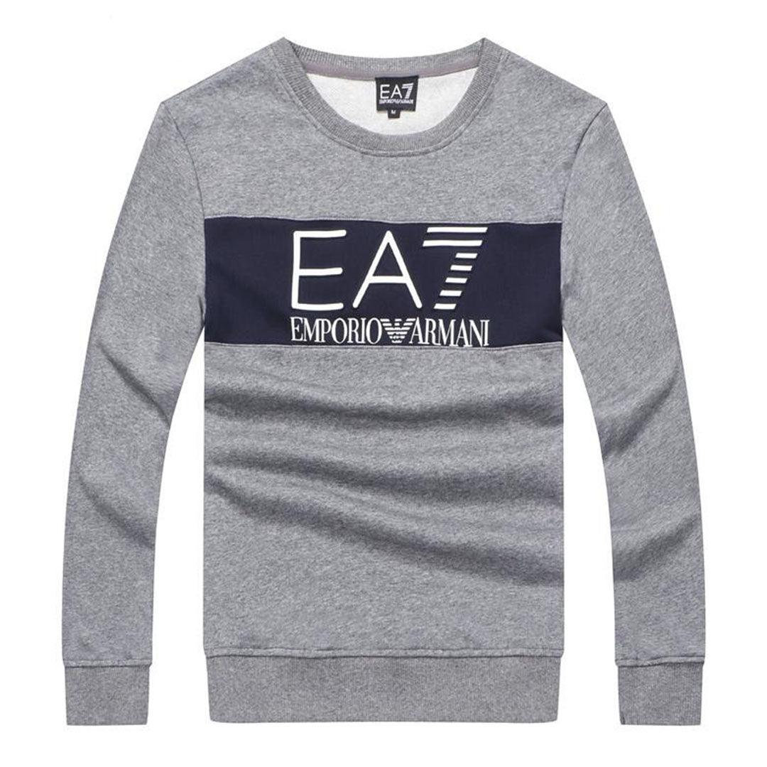 Armani Jeans Block Logo Men's Sweatshirt -Ash - Obeezi