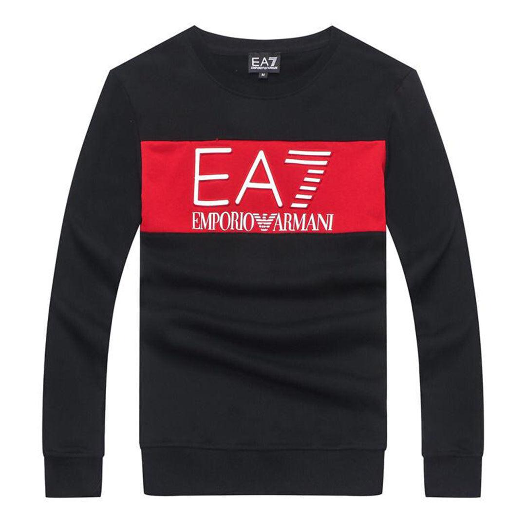 Armani Jeans Block Logo Men's Sweatshirt -Black - Obeezi