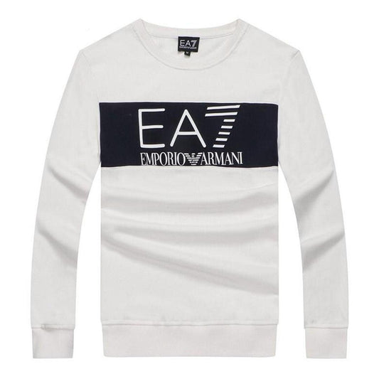 Armani Jeans Block Logo Men's Sweatshirt -White - Obeezi