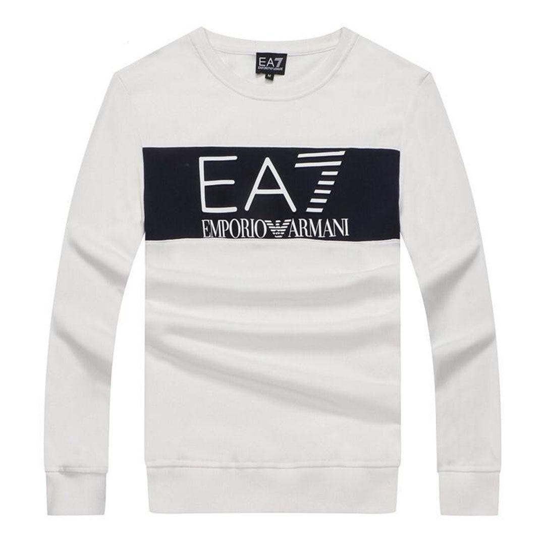 Armani Jeans Block Logo Men's Sweatshirt -White - Obeezi
