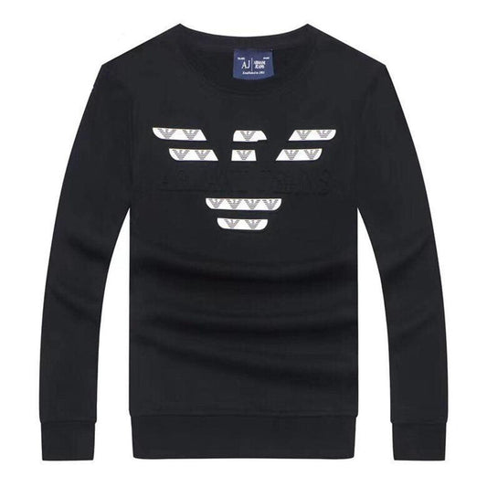 Armani Jeans Embroidered Logo Sweat Shirt- Black - Obeezi
