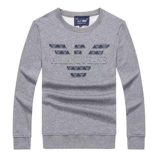 Armani Jeans Embroidered Logo Sweat Shirt- Grey - Obeezi