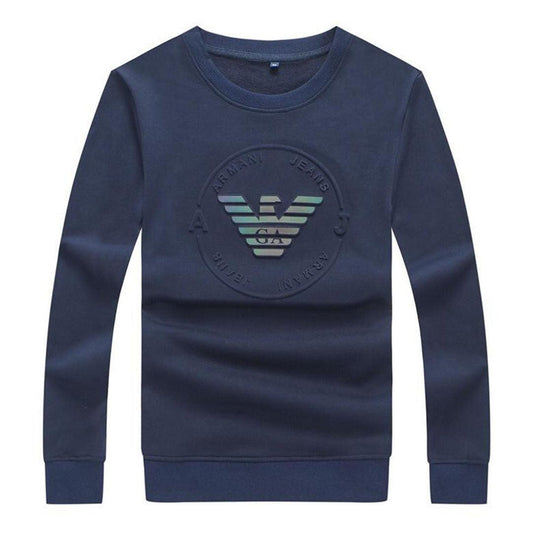 Armani Jeans Men's Round Logo Sweatshirt-Navyblue - Obeezi