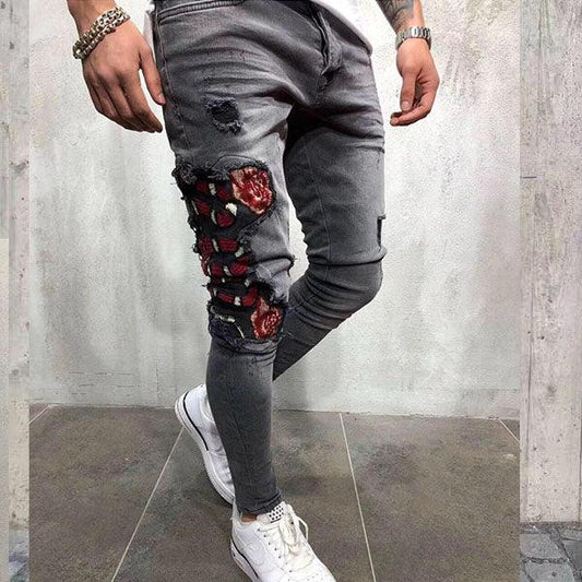 Ash Denim skinny Snake Embroidered Jean - Obeezi