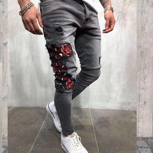 Ash Denim skinny Snake Embroidered Jean - Obeezi