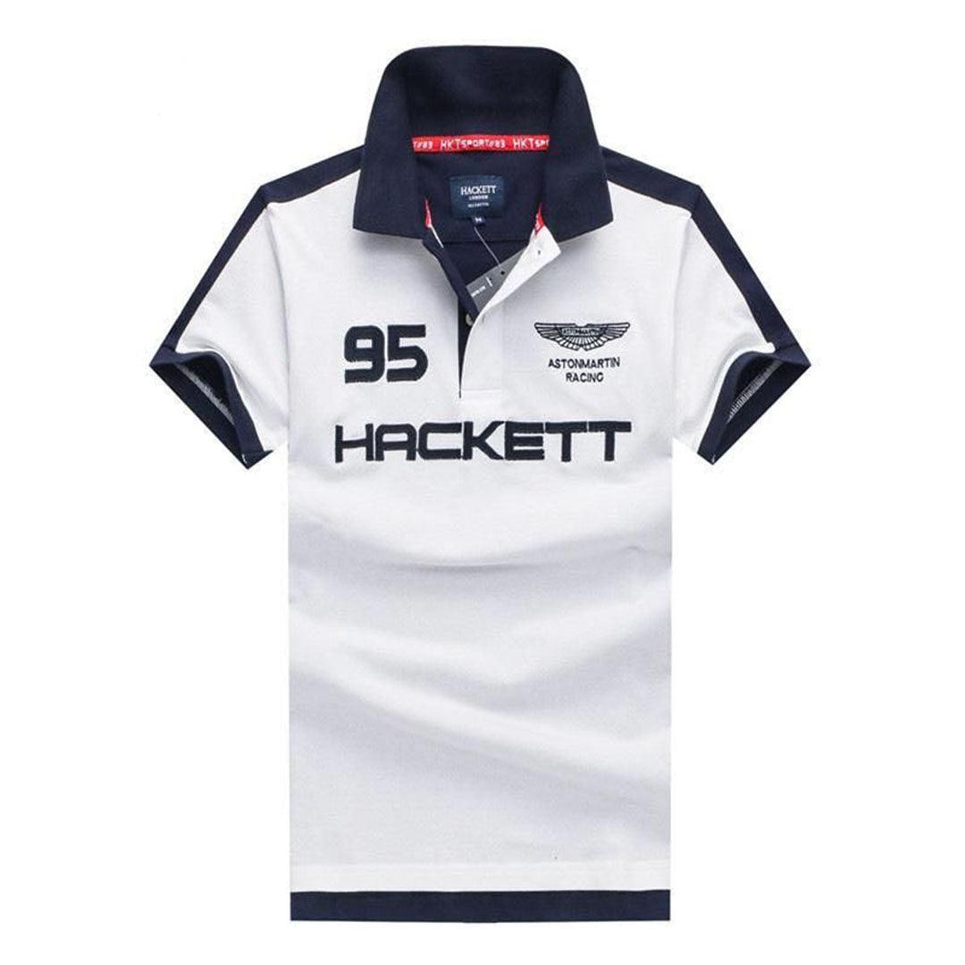 Aston Martin Racing 95 Hacket White and Blue Polo Shirt - Obeezi