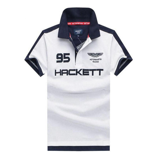 Aston Martin Racing 95 Hacket White and Blue Polo Shirt - Obeezi