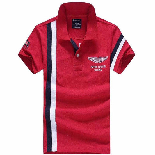 Aston Martin Racing (AMR) Small Logo Short Sleeve Polo Shirt Red - Obeezi