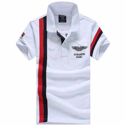 Aston Martin Racing (AMR) Small Logo Short Sleeve Polo Shirt White - Obeezi