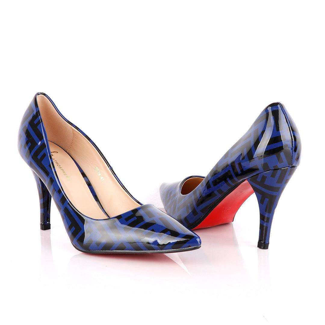 Atmosphere Wetlips Classic Blue Thick High Heel Women's Shoe - Obeezi