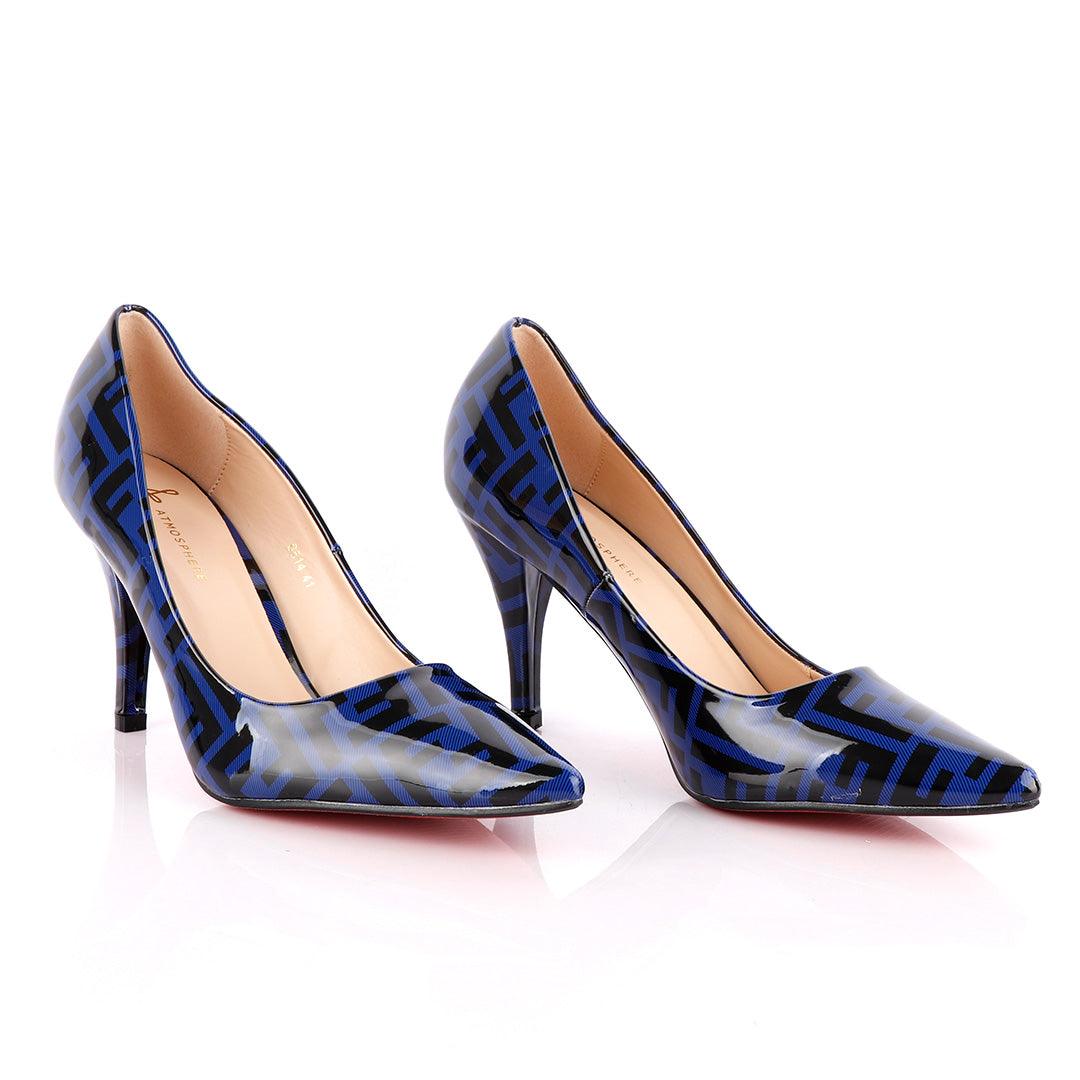 Atmosphere Wetlips Classic Blue Thick High Heel Women's Shoe - Obeezi