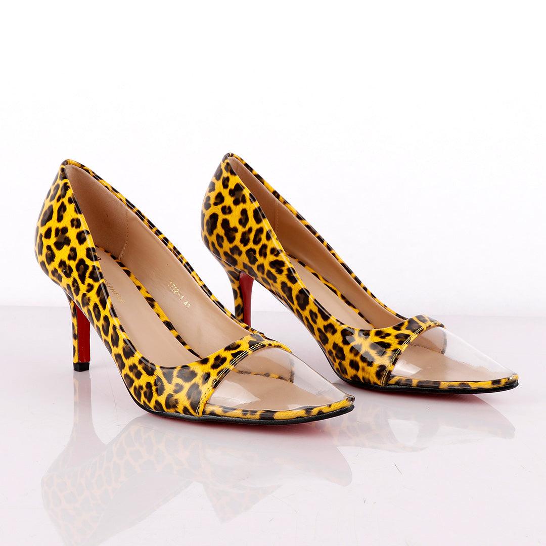 Atmosphere Women's Animal Black Yellow Spring Soft High Heel Shoe - Obeezi