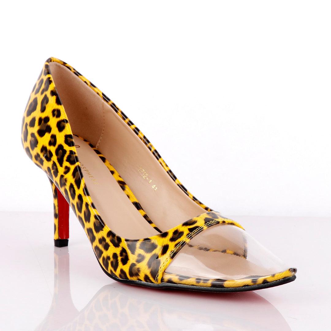 Atmosphere Women's Animal Black Yellow Spring Soft High Heel Shoe - Obeezi