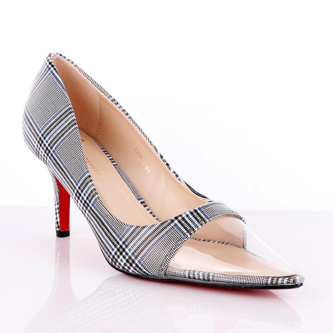 Atmosphere Women's Blue Black Check Spring Soft Comfortable High Heel Shoe - Obeezi