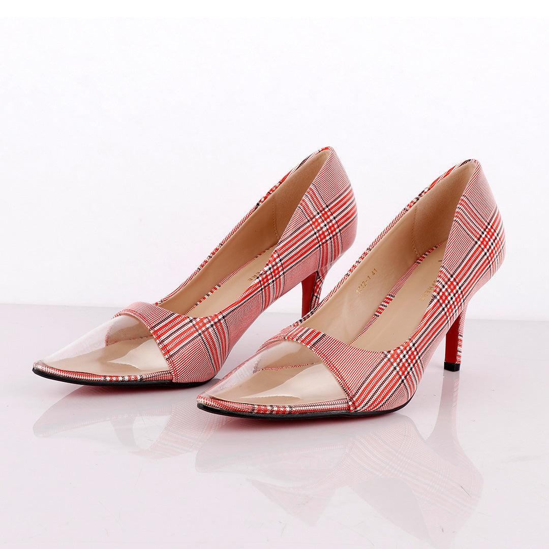 Atmosphere Women's Red Check Spring Soft Comfortable High Heel Shoe - Obeezi