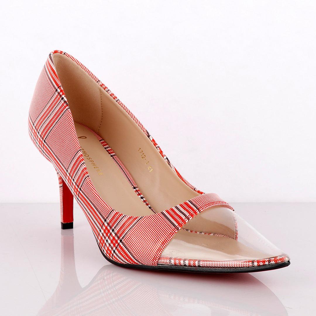 Atmosphere Women's Red Check Spring Soft Comfortable High Heel Shoe - Obeezi