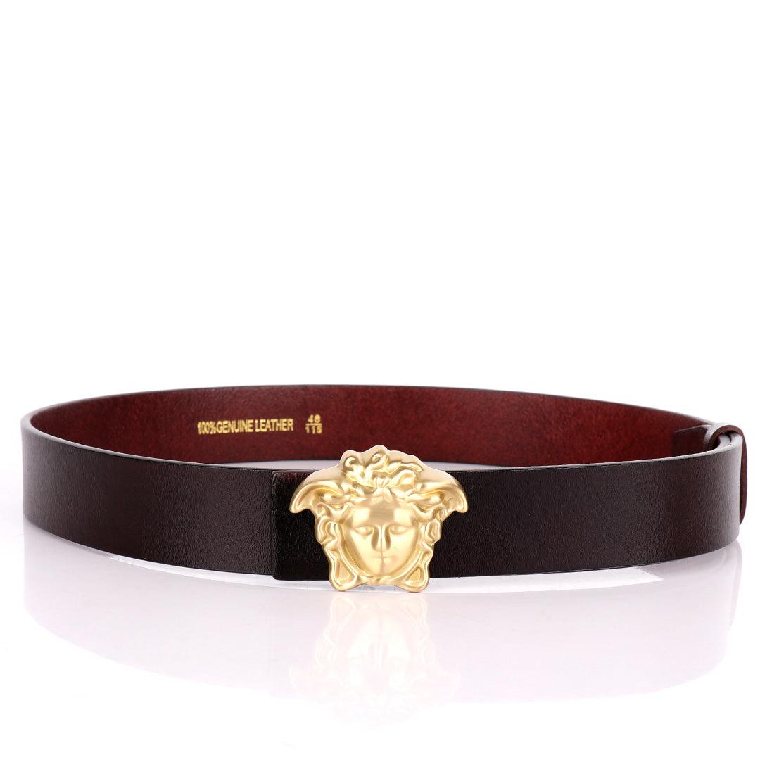 Authentic Gold Versace Medusa Leather Belt- Brown - Obeezi.com