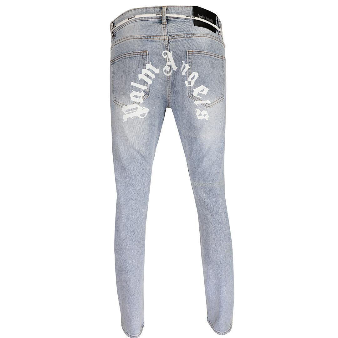Authentic Men's Denim With Palm Angels Back Print Jeans- Blue - Obeezi.com