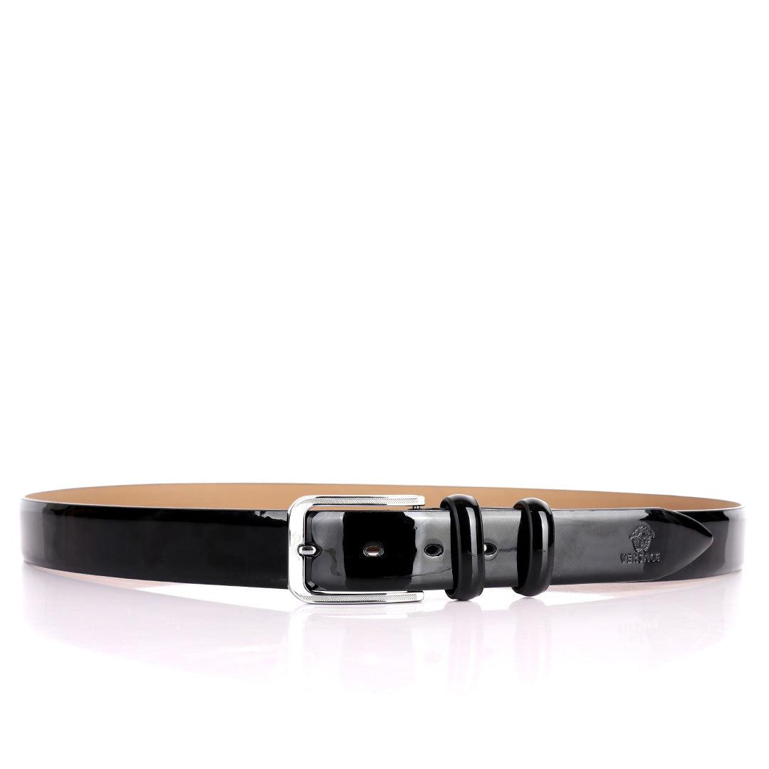 Authentic Men's Versace Glossy Leather Black Belt - Obeezi.com