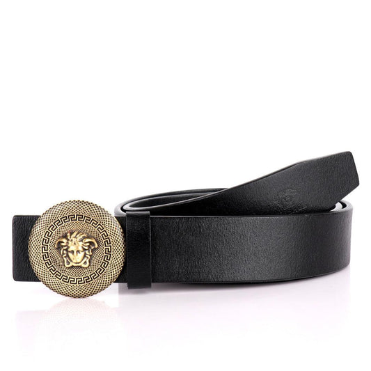 Authentic Men's Versace Medusa Leather Black Belt - Obeezi.com