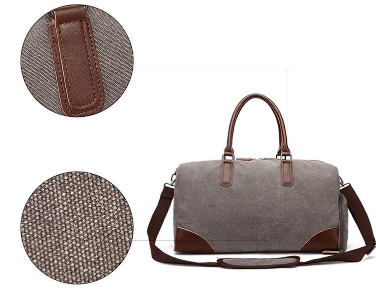 Authentic Unisex Leather And Canvass Mini Travelers Bag- Black - Obeezi.com