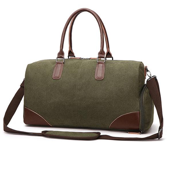 Authentic Unisex Leather And Canvass Mini Travelers Bag- Green - Obeezi.com