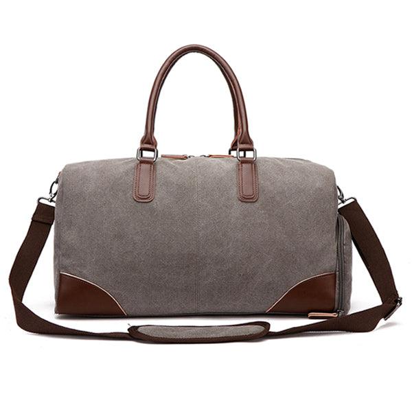 Authentic Unisex Leather And Canvass Mini Travelers Bag- Grey - Obeezi.com