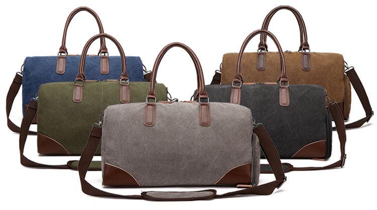 Authentic Unisex Leather And Canvass Mini Travelers Bag- Grey - Obeezi.com