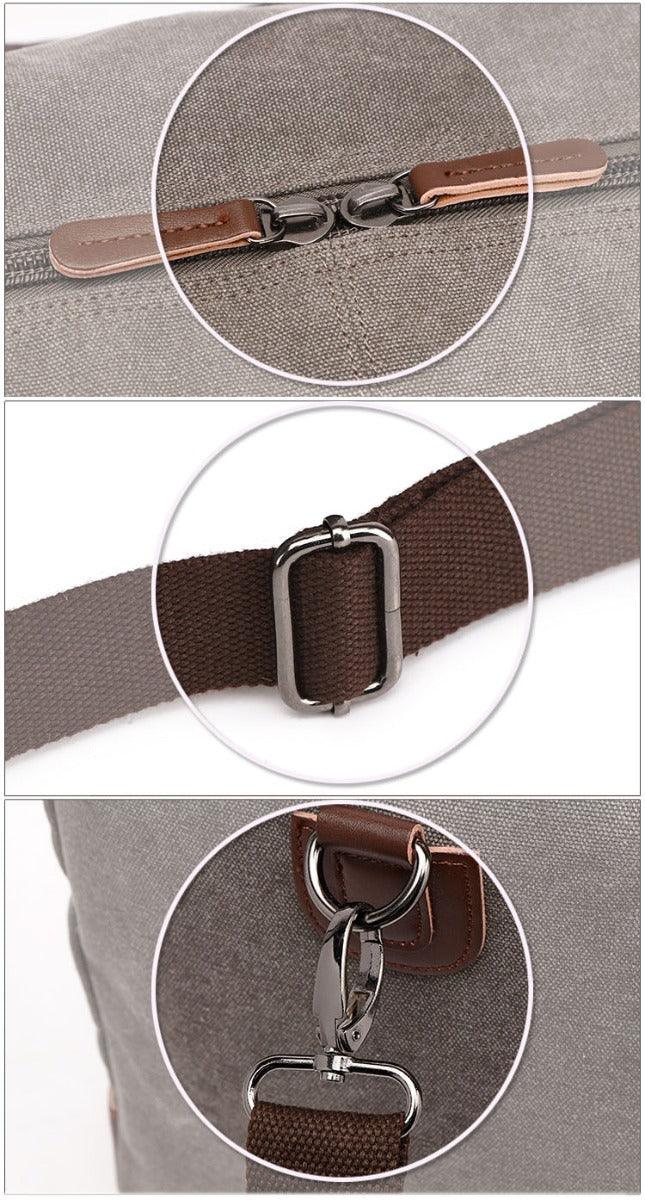 Authentic Unisex Leather And Canvass Mini Travelers Bag- Grey - Obeezi.com