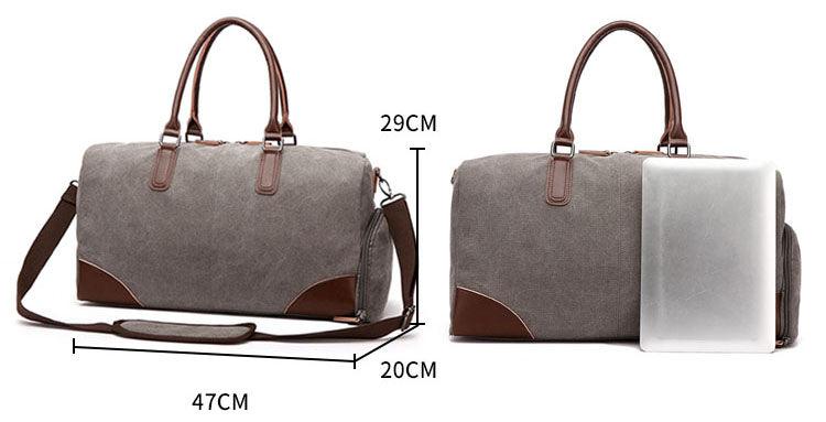 Authentic Unisex Leather And Canvass Mini Travelers Bag- Grey - Obeezi.com