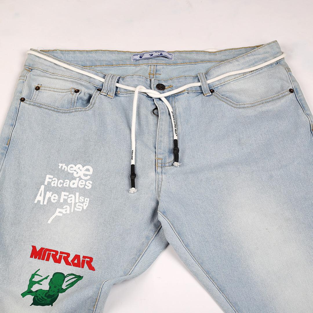 Authetic Men's Off Mirror Denim Jean - Blue - Obeezi.com