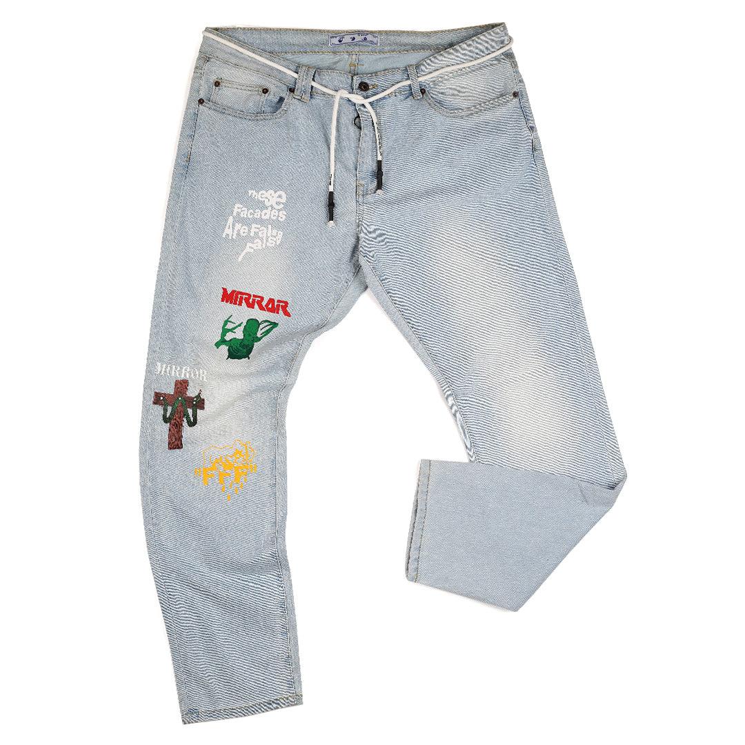 Authetic Men's Off Mirror Denim Jean - Blue - Obeezi.com
