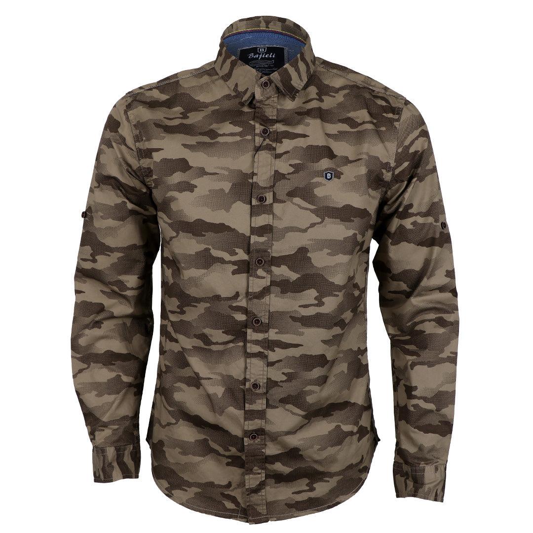 Badgley Camo Royal Designed Long Sleeve Shirt - Obeezi