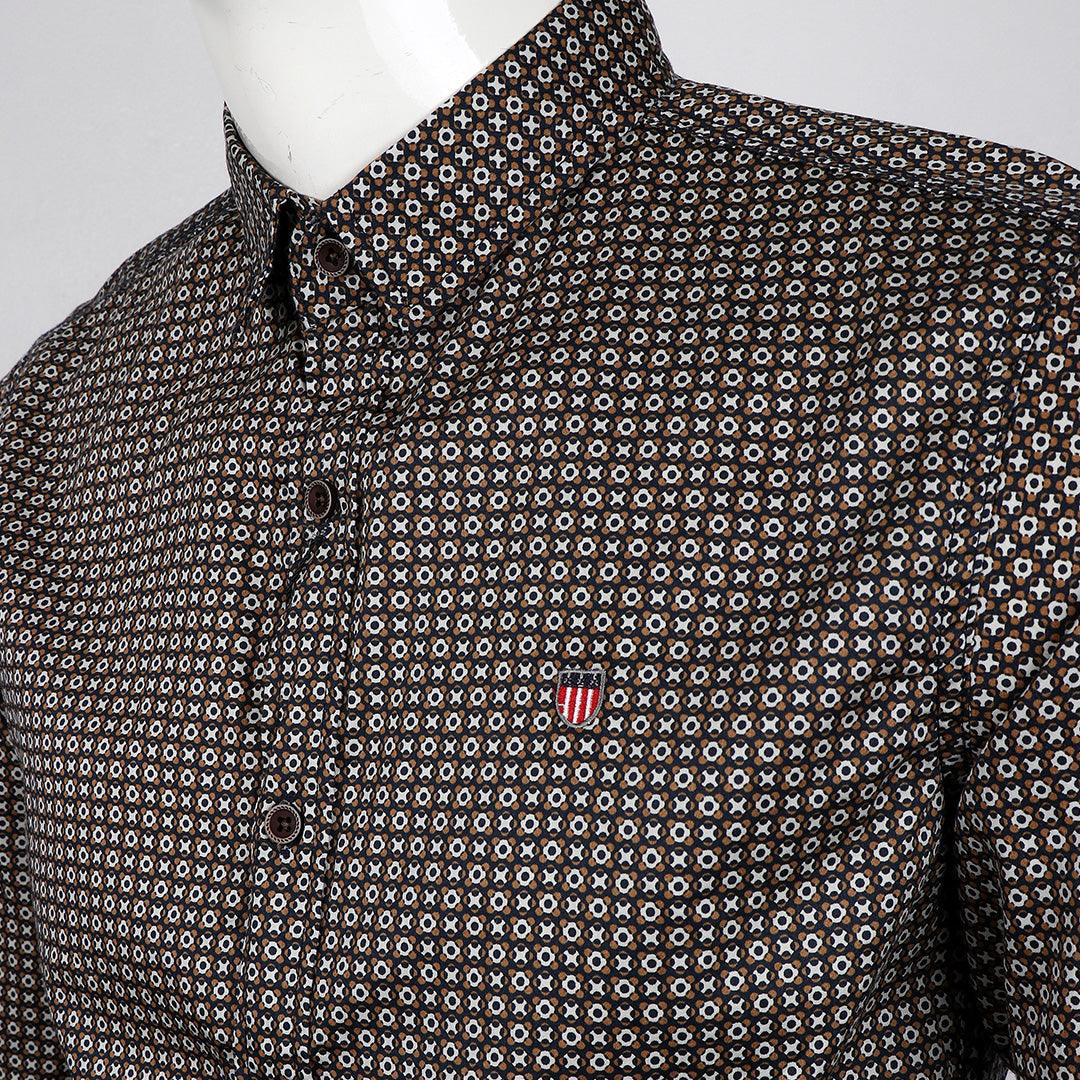 Badgley Dotted Well Styled Shirt- Brown - Obeezi.com