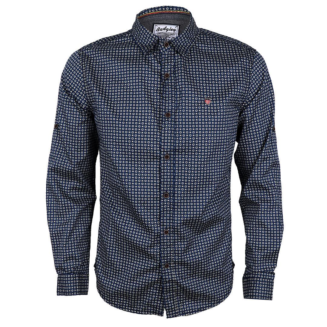 Badgley Dotted Well Styled Shirts-Blue - Obeezi