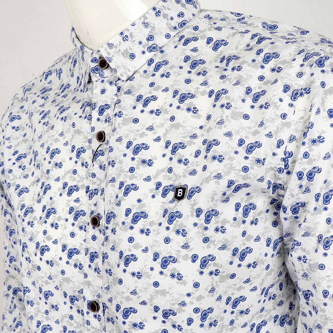 Badgley Finest Quality Floral Print LongSleeve White Shirt - Obeezi.com