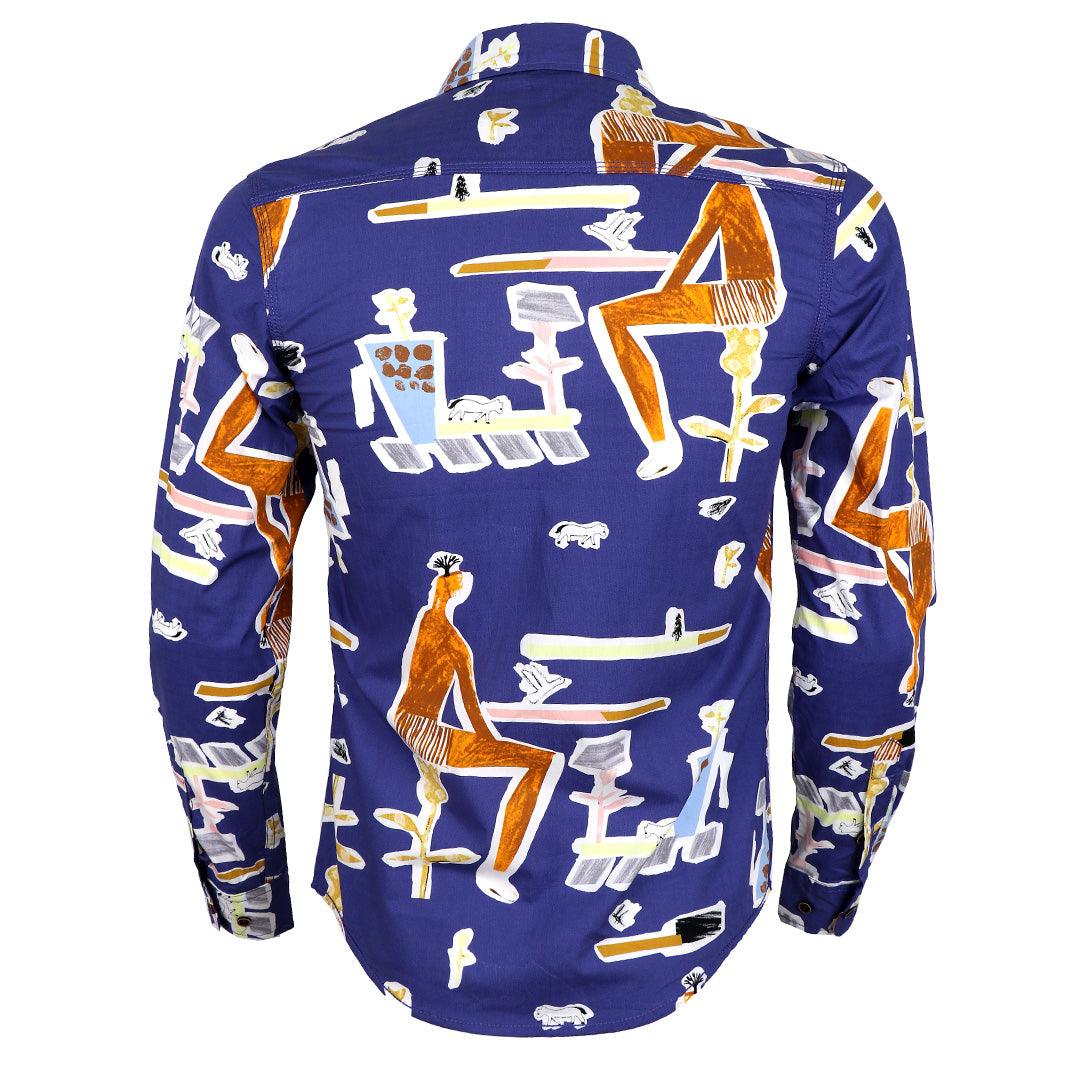 Badgley High Definition Styled Long Sleeve Shirt- Blue - Obeezi