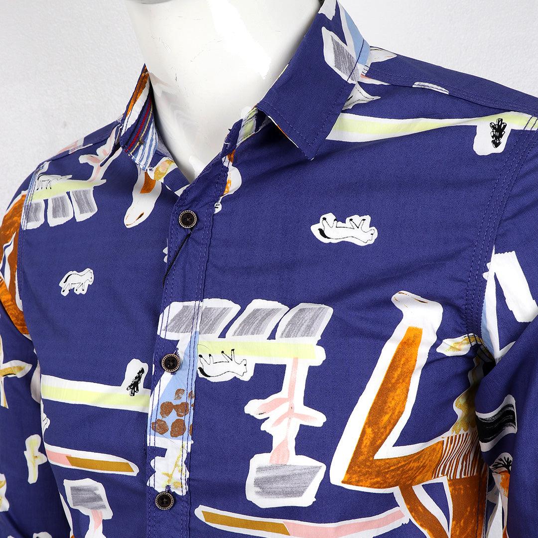 Badgley High Definition Styled Long Sleeve Shirt- Blue - Obeezi