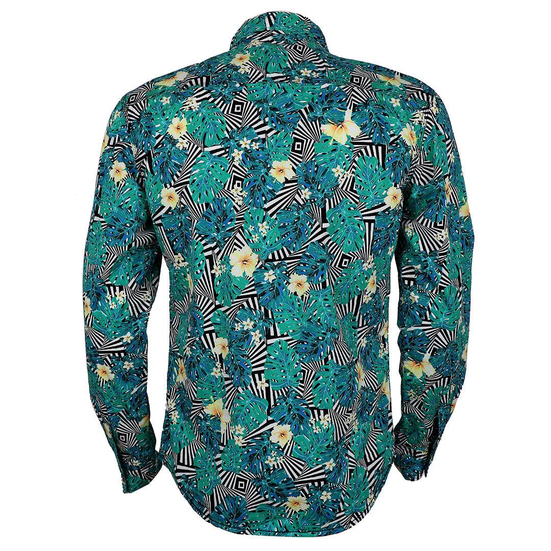 Badgley Quality Closet Trendy Flowered Designed Long Sleeve Shirts-Green - Obeezi