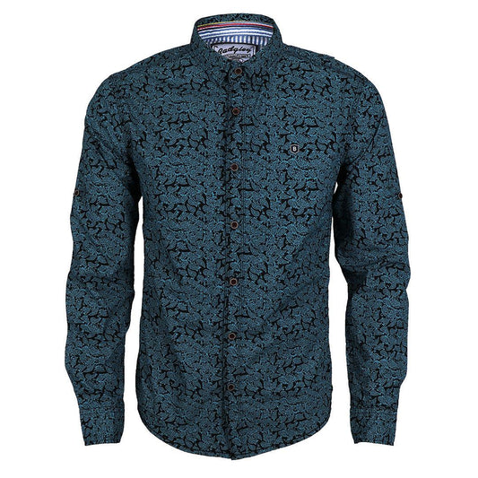 Badgley Rich Closet Floral Print Long Sleeve Shirt-Blue - Obeezi