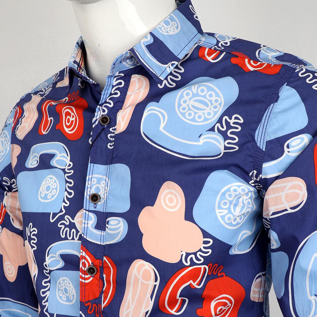 Badgley Trendy New York Fit Blue Long Sleeve Shirt - Obeezi