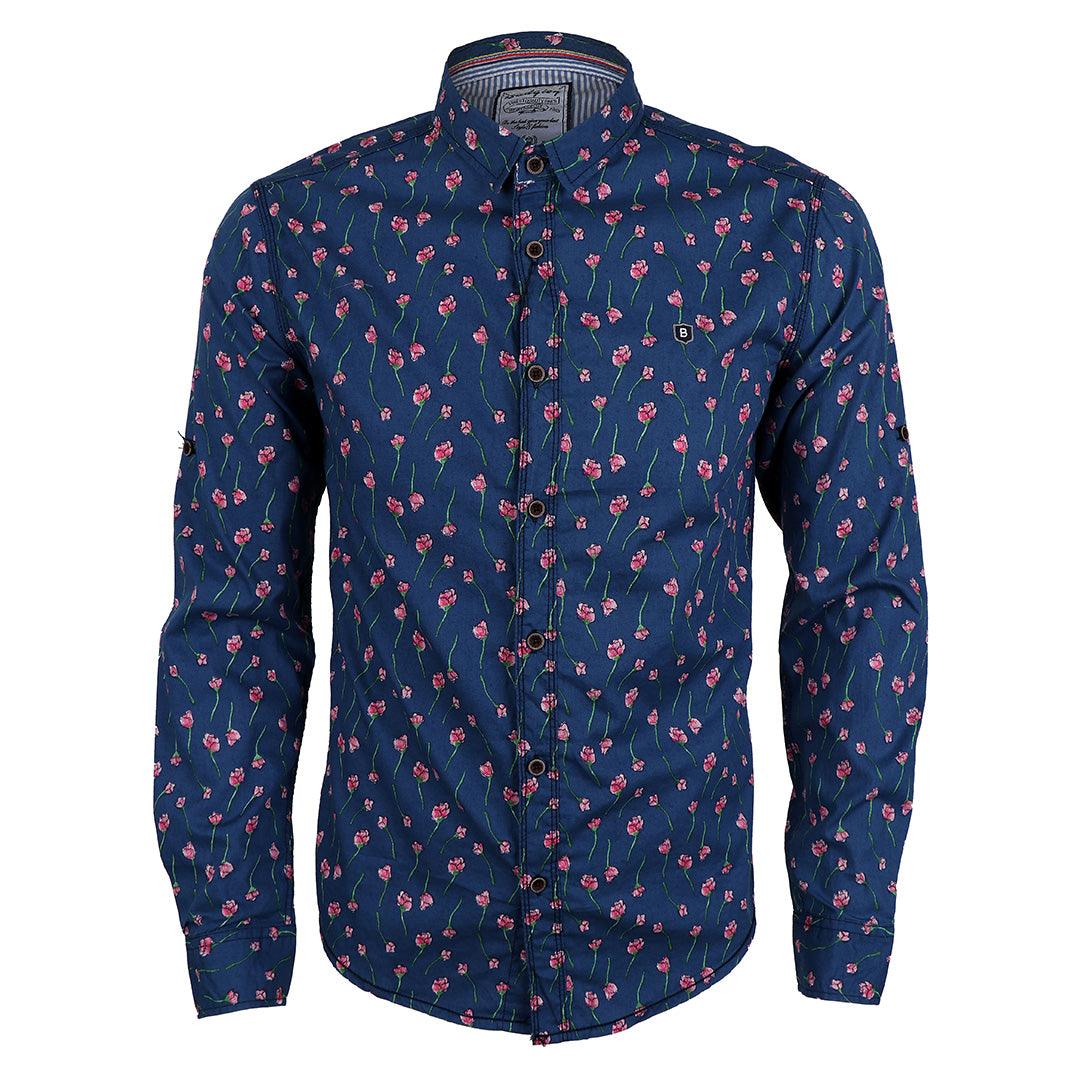 Badgley Vintage Blue Classic printing Long Sleeve Shirts - Obeezi