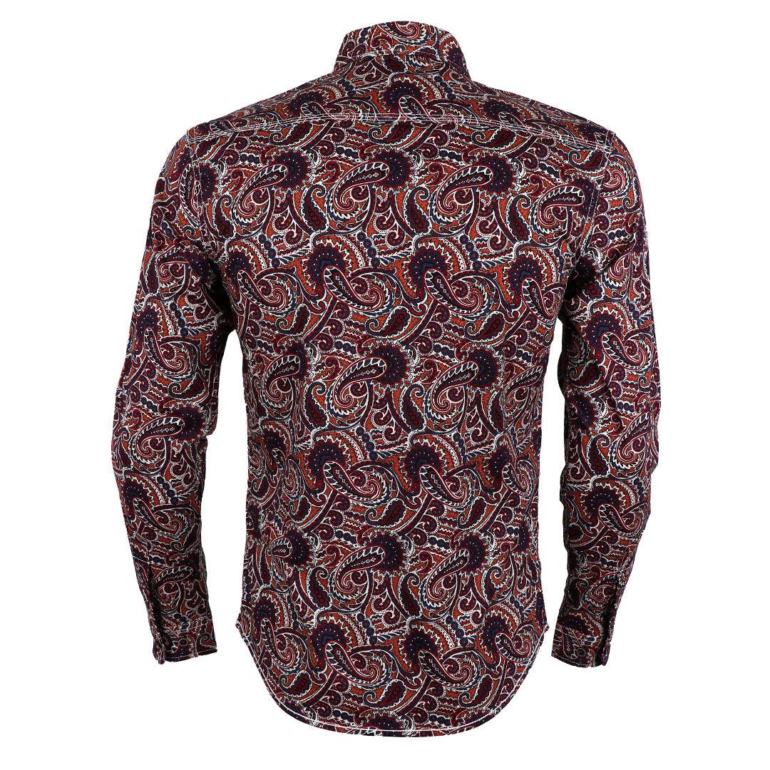 Badgley Vintage Floral Dark Brown Long Sleeve Button Down Shirt - Obeezi