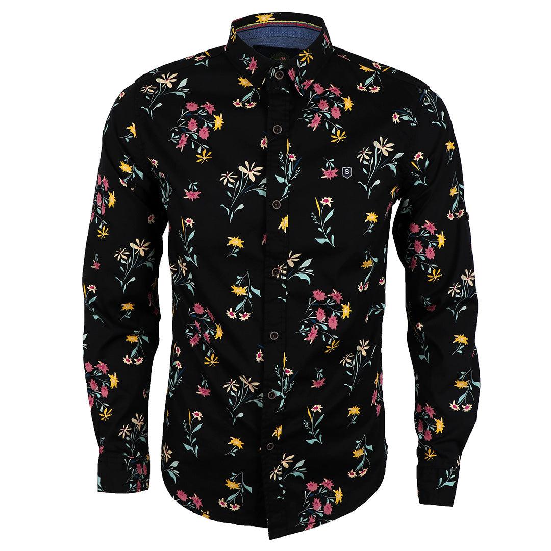 Baijeli Black And Floral Prints Long Sleeve Shirt - Obeezi