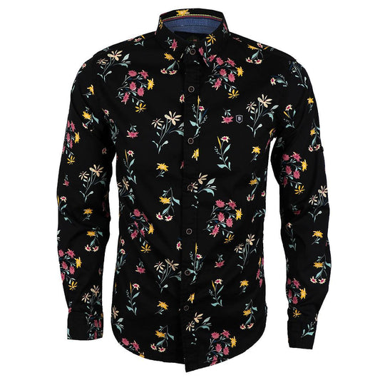 Baijeli Black And Floral Prints Long Sleeve Shirt - Obeezi